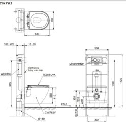 Bồn cầu treo tường nắp êm TOTO CW762 TC384CVK WH172A MB176GH