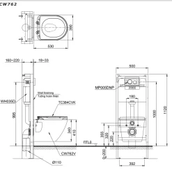 Bồn cầu treo tường nắp êm TOTO CW762 TC384CVK WH172A MB176GH
