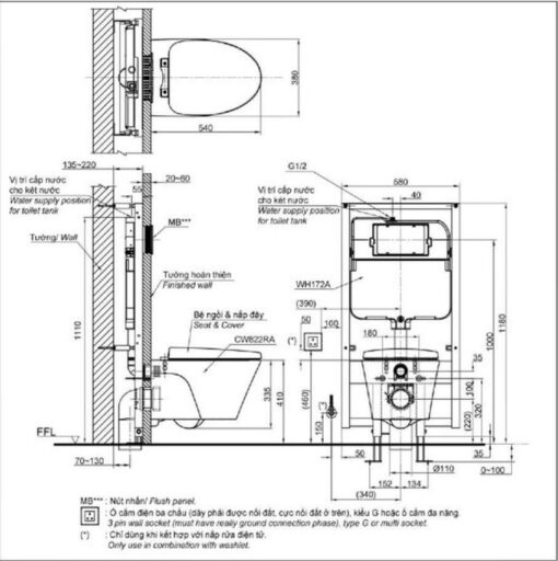 Bồn cầu treo tường nắp êm TOTO CW822RA TC385VS WH172A MB175M