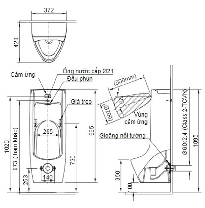 Bồn tiểu nam INAX ASU-500V (ASU500V) 11 Bồn tiểu nam INAX ASU-500V (ASU500V)