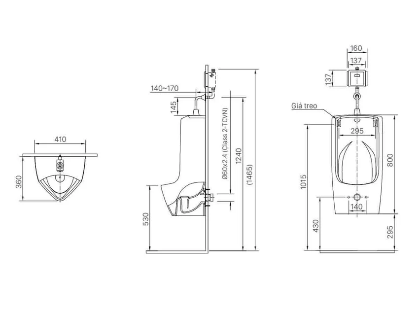 Bồn tiểu nam INAX U-411V (U411V) 23 Bồn tiểu nam INAX U-411V mẫu mới