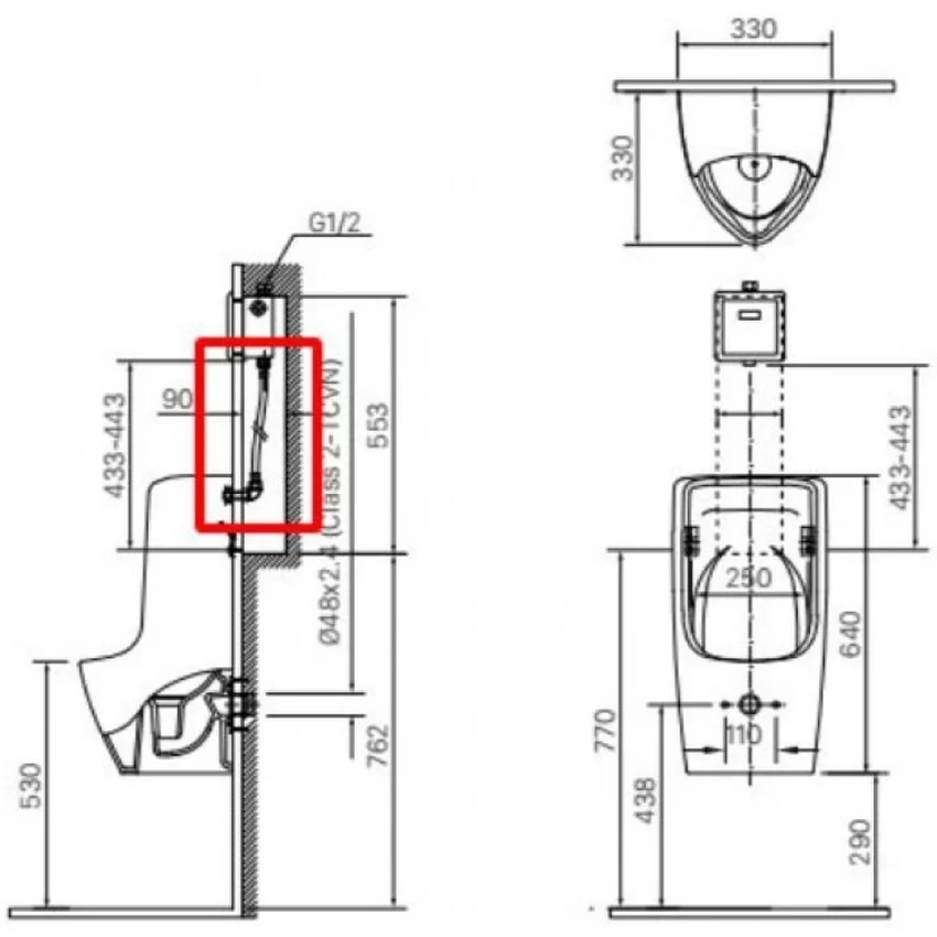 Thiết kế của INAX U-431VAC Bồn tiểu INAX U-431VAC treo tường