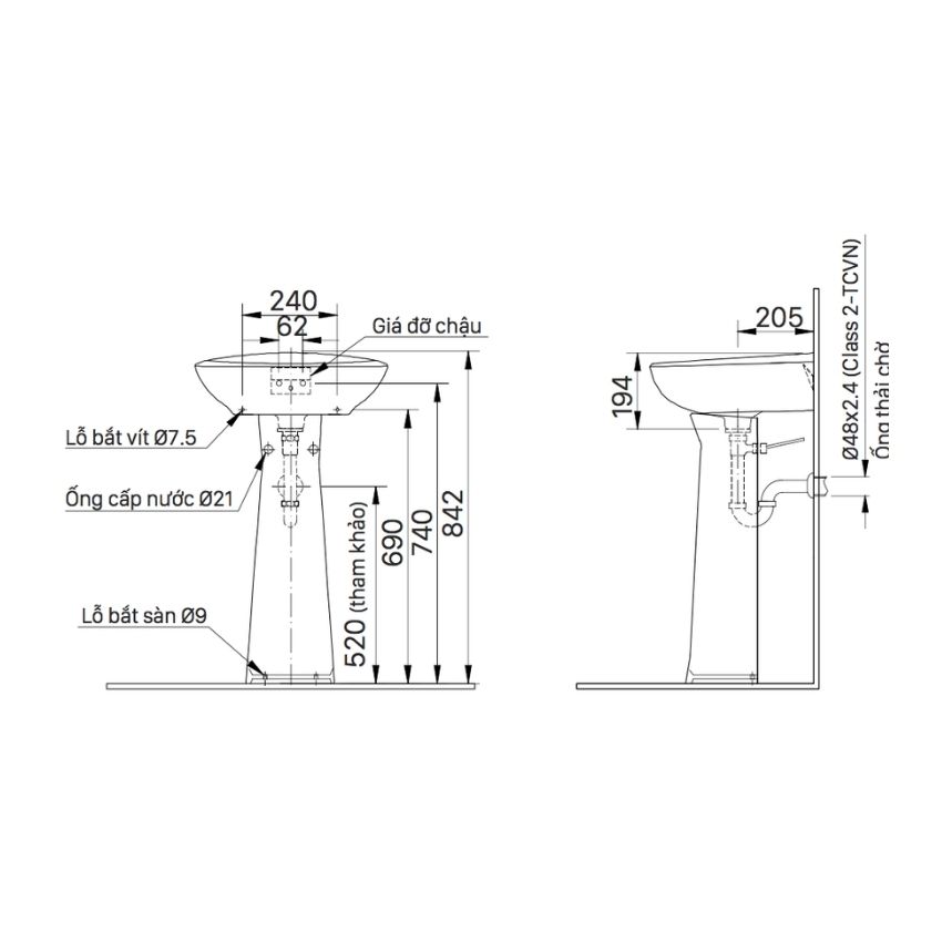 Chân chậu lavabo dài INAX L-284VD