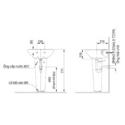 chan chau lavabo dai inax l 288vd 2