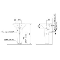 Chân chậu lavabo dài INAX L-288VD (L288VD) 11 chan chau lavabo dai inax l 288vd 2