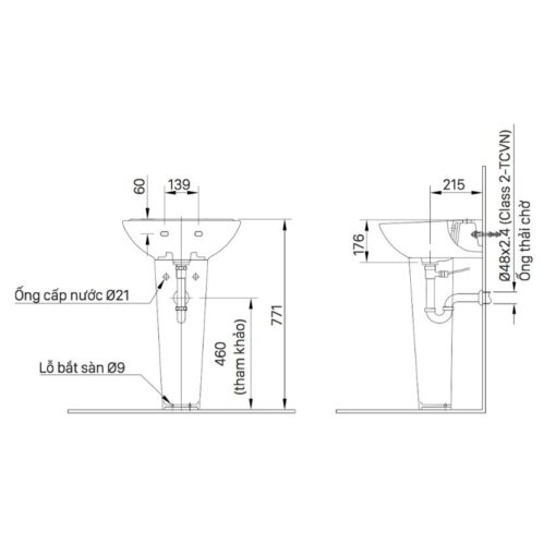 chan chau lavabo dai inax l 288vd 2