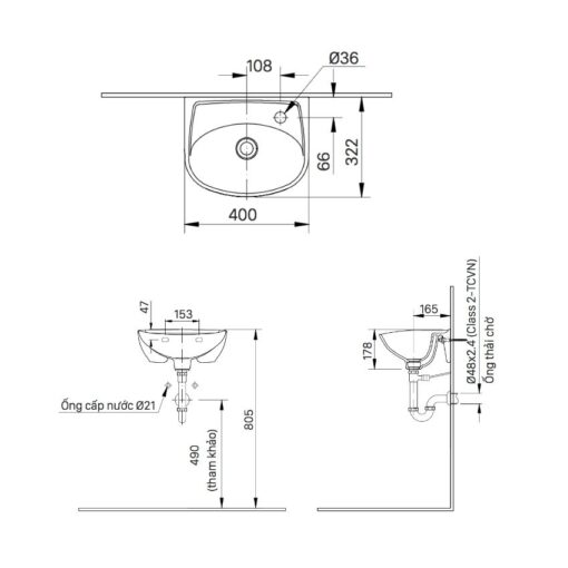 chau lavabo treo tuong inax l 280v 3