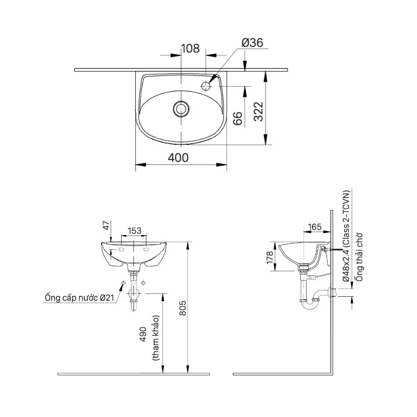 Chậu rửa lavabo treo tường INAX L-280V (L280V) 8 chau lavabo treo tuong inax l 280v 3