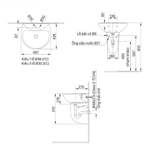 chau lavabo treo tuong inax l 285v 2