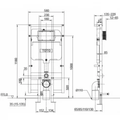Két nước âm tường TOTO WH172AT 4.5/3L (lắp nắp giấu dây)