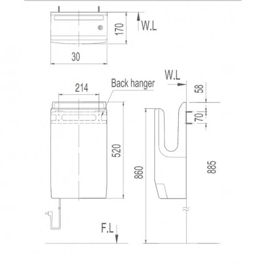 Thiết kế vừa vặn của máy sấy tay INAX JT-1000 Thiết kế vừa vặn của máy sấy tay INAX JT-1000