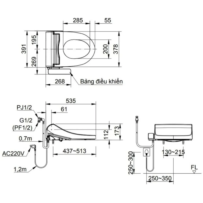 Nắp Bồn Cầu Điện Tử INAX CW-H18VN 13 Nắp Bồn Cầu INAX CW-H18VN