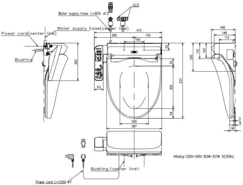 Nắp bồn cầu thông minh TOTO TCF23710AAA (W18) Washlet C2 cơ bản 9 Nắp bồn cầu thông minh TOTO TCF23710AAA (W18) Washlet C2 cơ bản
