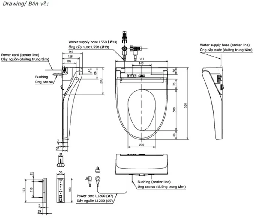 Nắp bồn cầu thông minh Washlet C5 TOTO TCF24460AAA (TCF24460AAA#NW1) Nắp bồn cầu thông minh Washlet C5 TOTO TCF24460AAA