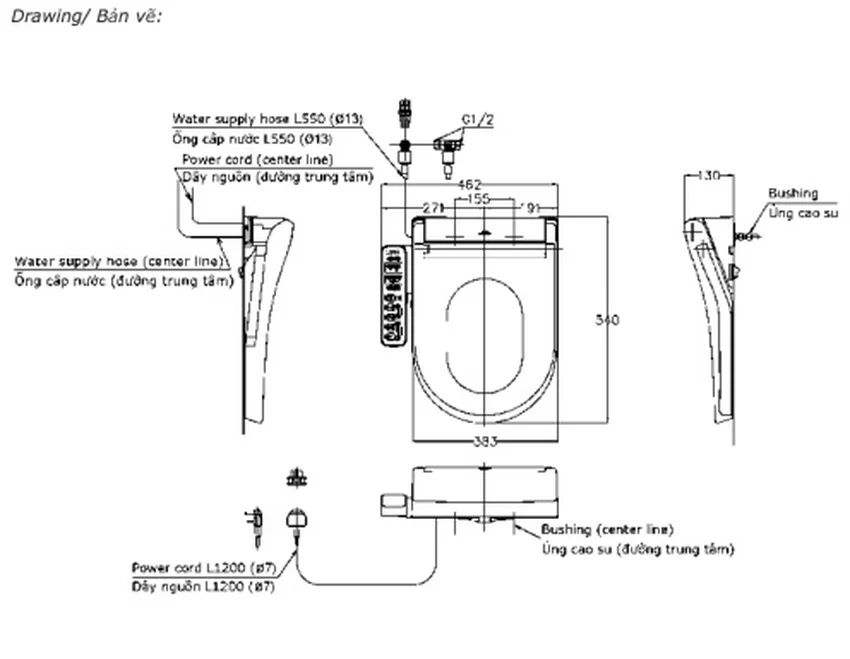 Nắp bồn cầu thông minh Washlet S2 TOTO TCF33320GAA 7 Nắp bồn cầu thông minh Washlet S2 TOTO TCF33320GAA - SKU: TCF33320GAA#NW1