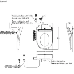 Nắp bồn cầu thông minh Washlet S2 TOTO TCF33370GAA dành cho bồn cầu giấu dây