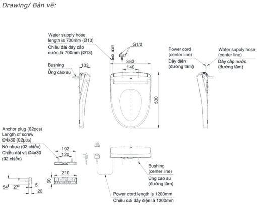 Nắp rửa điện tử Washlet S7 TOTO TCF47360GAA (W23)