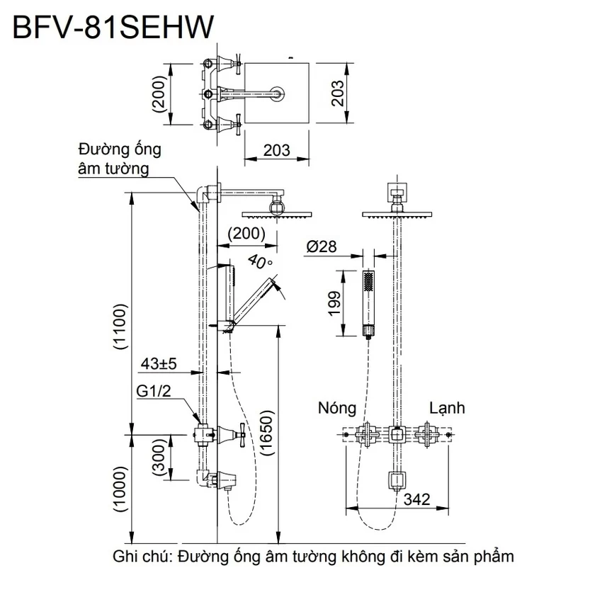 Sen tắm âm tường nóng lạnh INAX BFV-81SEHW (BFV81SEHW) 7 Sen tắm âm tường INAX BFV-81SEHW
