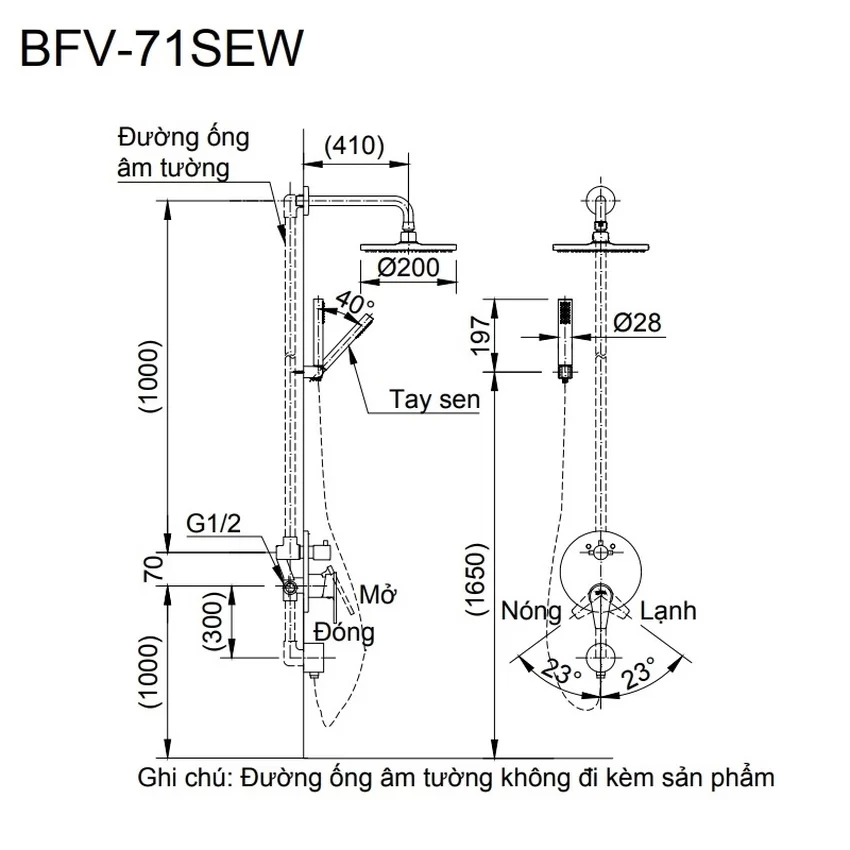Sen tắm âm tường nóng lạnh INAX BFV-71SEW (BFV71SEW) 7 Sen tắm âm tường INAX BFV-71SEW - BFV71SEW