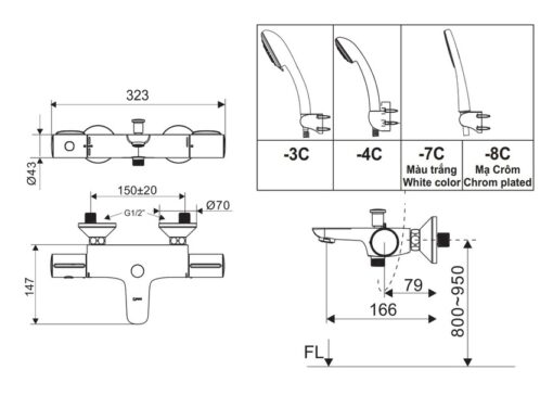 Sen tắm nhiệt độ INAX BFV-3413T-3C (BFV3413T3C)