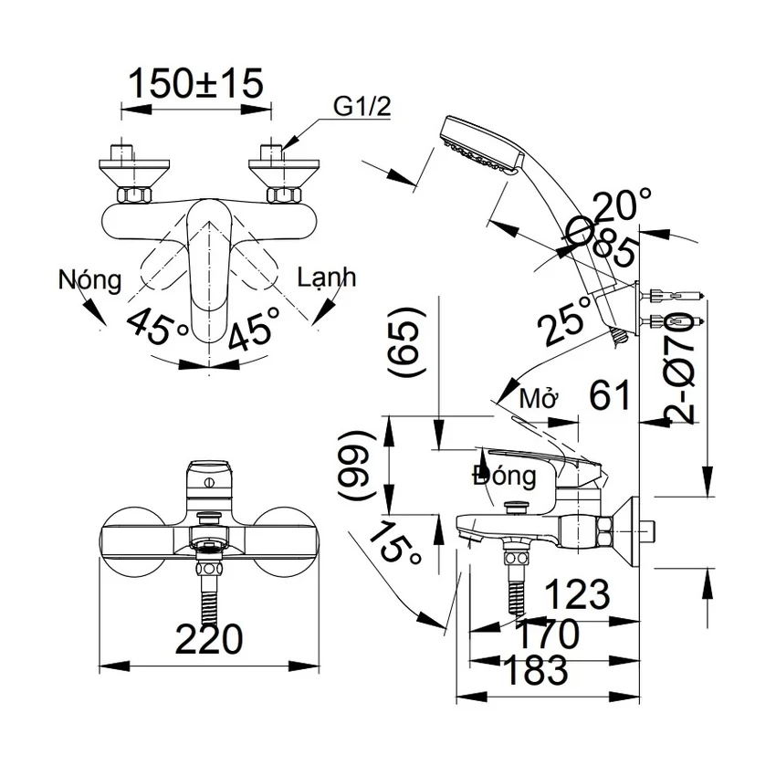 Sen tắm nóng lạnh INAX BFV-2003S (BFV2003S) 17 Cận cảnh Sen tắm nóng lạnh INAX BFV-2003S - SKU: BFV-2003S