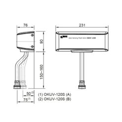 Van xả cảm ứng INAX 50mm OKUV-120S(B) (OKUV120SB) [OKUV-120S(B)