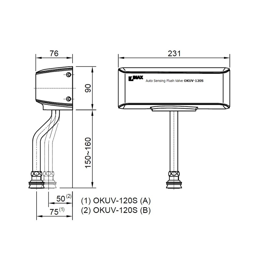 Van xả cảm ứng INAX 50mm OKUV-120S(B)