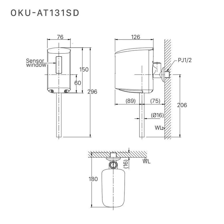 Van xả tiểu cảm ứng INAX OKU-AT131SD (OKUAT131SD) 7 Van xả tiểu cảm ứng INAX OKU-AT131SD