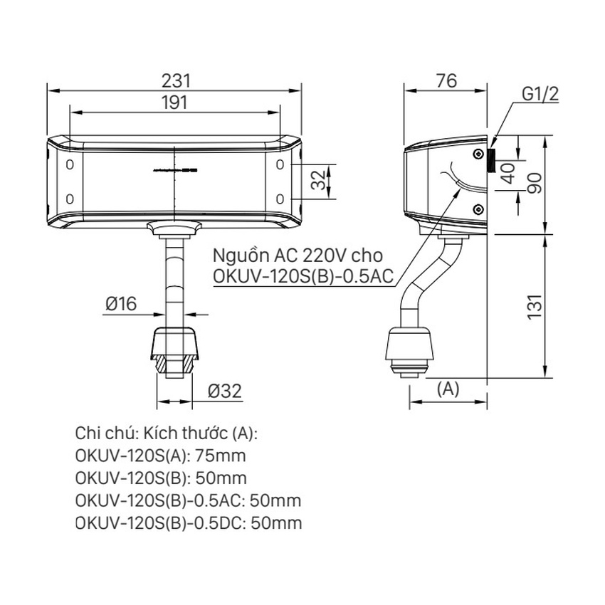 Van xả tiểu cảm ứng INAX OKUV-120S(B)-0.5DC thứ hai