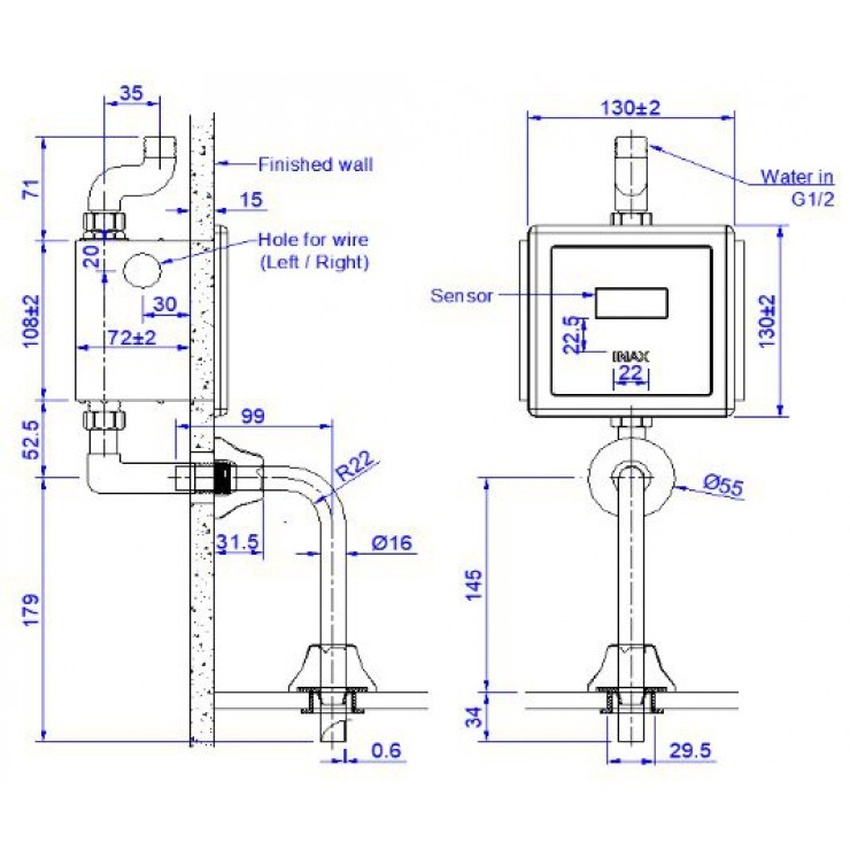 Van xả tiểu cảm ứng INAX OKUV-30SM-0.5