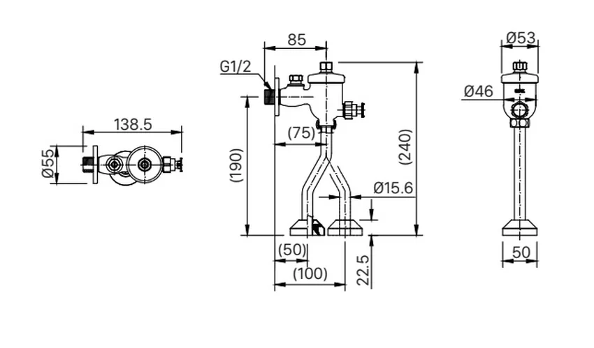Van xả tiểu INAX UF-8V-0.5 - SKU: UF-8V-0.5 Van xả tiểu INAX UF-8V-0.5