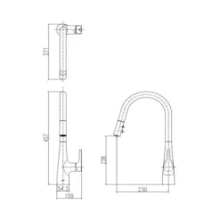 Vòi bếp dây rút nóng lạnh INAX SFV-900SX (SFV900SX) 26 Vòi bếp dây rút nóng lạnh INAX SFV-900SX (SFV900SX)