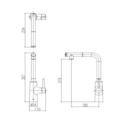 Vòi bếp dây rút nóng lạnh INAX SFV-907SX (SFV907SX)