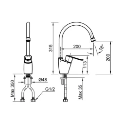 Vòi bếp nóng lạnh INAX SFV-2011S (SFV2011S)