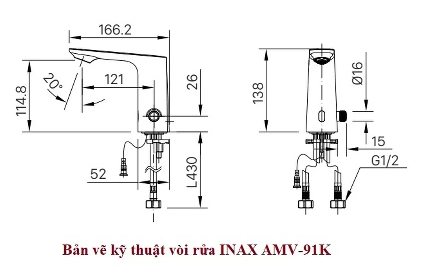 Vòi chậu cảm ứng INAX AMV-91 - SKU: AMV-91 Vòi chậu cảm ứng lạnh INAX AMV-91