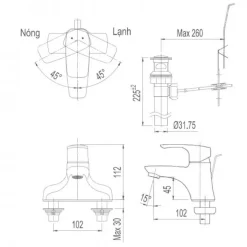 voi chau lavabo nong lanh inax lfv 211s 2