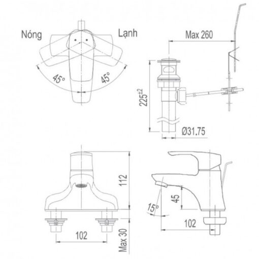 voi chau lavabo nong lanh inax lfv 211s 2