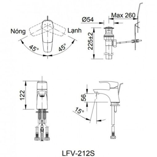 voi chau lavabo nong lanh inax lfv 212s 8