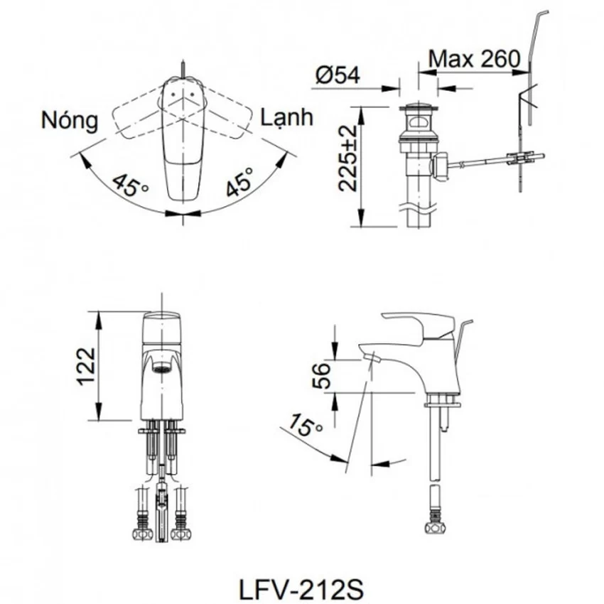 Vòi chậu lavabo nóng lạnh INAX LFV-212S Vòi chậu lavabo nóng lạnh INAX LFV-212S