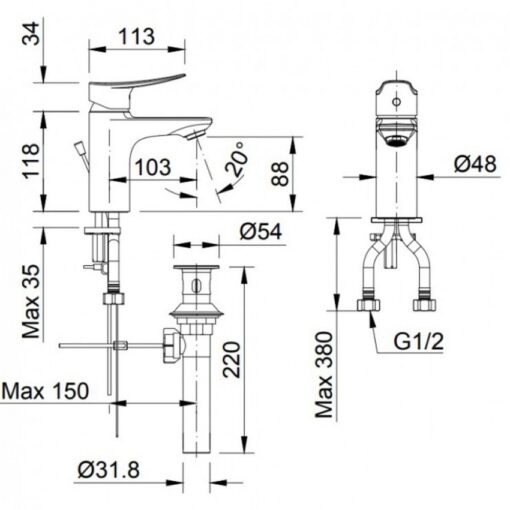 voi chau lavabo nong lanh inax lfv 502s 21