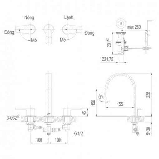 voi chau lavabo nong lanh inax lfv 7100b 2