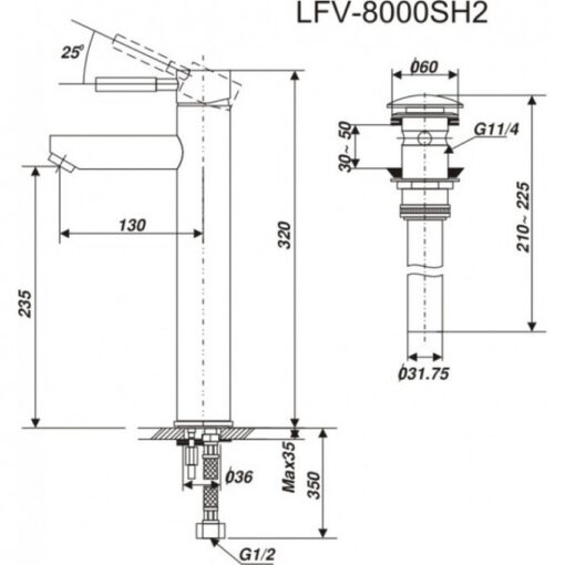 voi chau lavabo nong lanh inax lfv 8000sh2 4