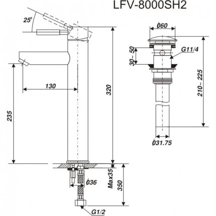 Vòi chậu lavabo nóng lạnh INAX LFV-8000S (LFV8000S) 11 voi chau lavabo nong lanh inax lfv 8000sh2 4