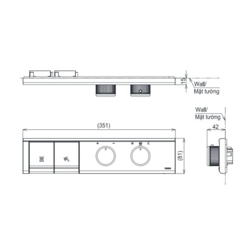 Bảng điều khiển nhiệt độ chuyển hướng 2 đường nước TOTO TBV11120A