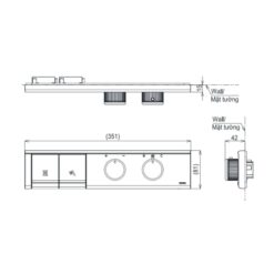 Bảng điều khiển nhiệt độ chuyển hướng 2 đường nước và phụ kiện âm tường TOTO TBV11120A TBN11BC0A