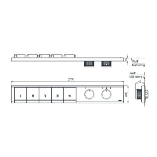 Bảng điều khiển nhiệt độ kèm nút chuyển hướng 5 đường nước TOTO TBV11150A