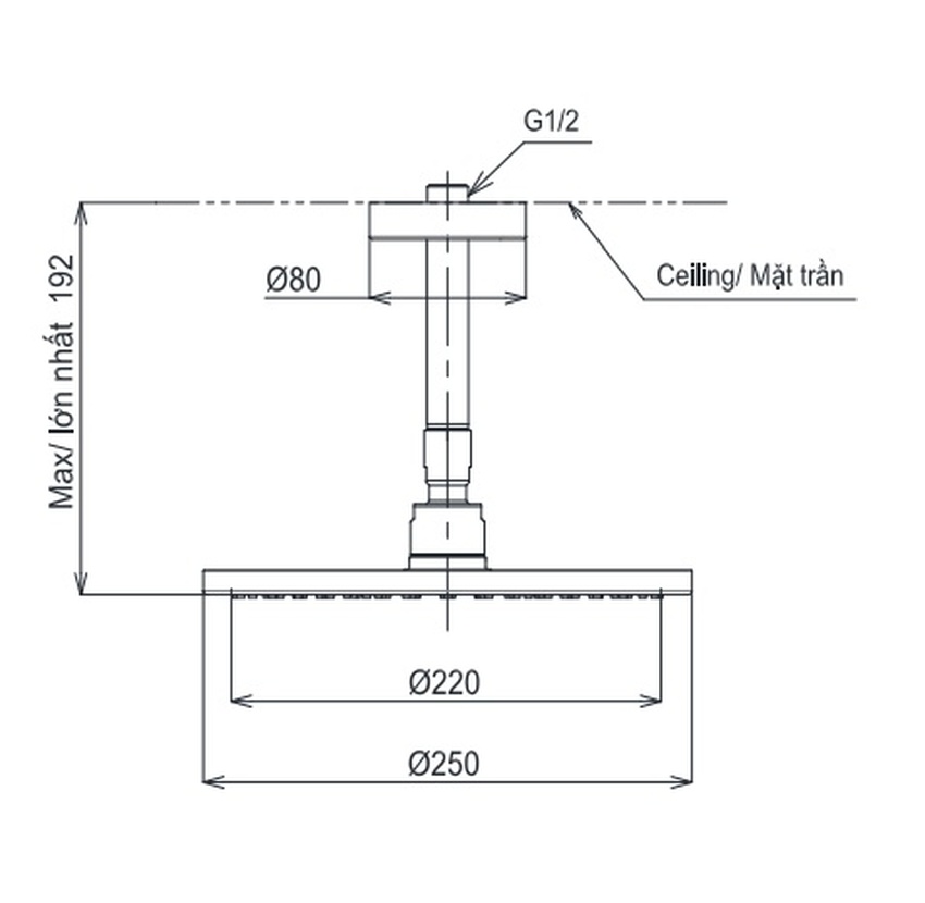 Bát sen tắm gắn trần TOTO TBW07002A1 (tròn 250 mm) 11 Bát sen tắm gắn trần TOTO TBW07002A1 trong sử dụng - SKU: TBW07002A1