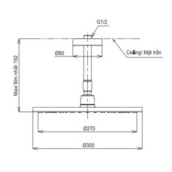 Bát sen tắm gắn trần TOTO TBW07003A1 (tròn, 300 mm)