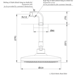 Bát sen tắm gắn trần tròn 220mm TOTO TBW01003B1A (TBW01003B1) 11 Bát sen tắm gắn trần tròn 220mm TOTO TBW01003B1A (TBW01003B1)