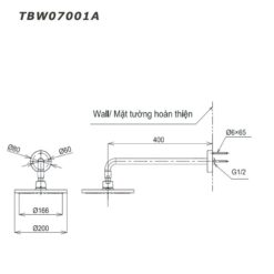 Bát sen tắm gắn tường TOTO TBW07001A (tròn, 200 mm)